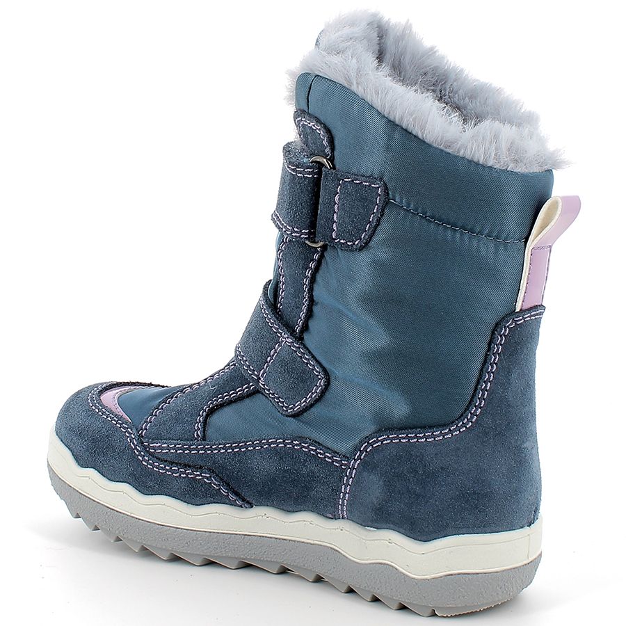 High-quality waterproof PRIMIGI GORE-TEX boots in blue and lilac with snowflake design