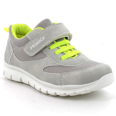 PRIMIGI Halbschuh 38724-11 in light grey with neon yellow accents, a comfortable and stylish option for kids' footwear