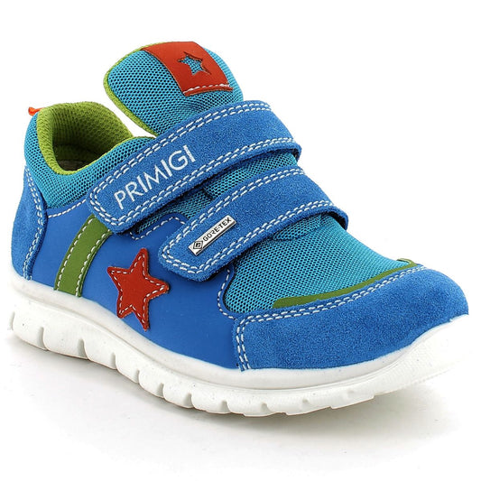 PRIMIGI GORE-TEX Halbschuh 38727-00 in blue, red, and green, designed for durability and style, perfect for outdoor activities and everyday wear