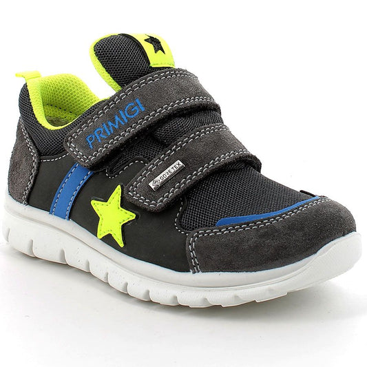 PRIMIGI GORE-TEX Halbschuh 38727-11 in navy with neongelb accents, a durable and waterproof shoe perfect for outdoor activities and adventures