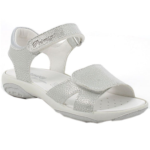 PRIMIGI Sandale 38825-33 in silber, a stylish and comfortable sandal for women with metallic silver straps and a durable sole