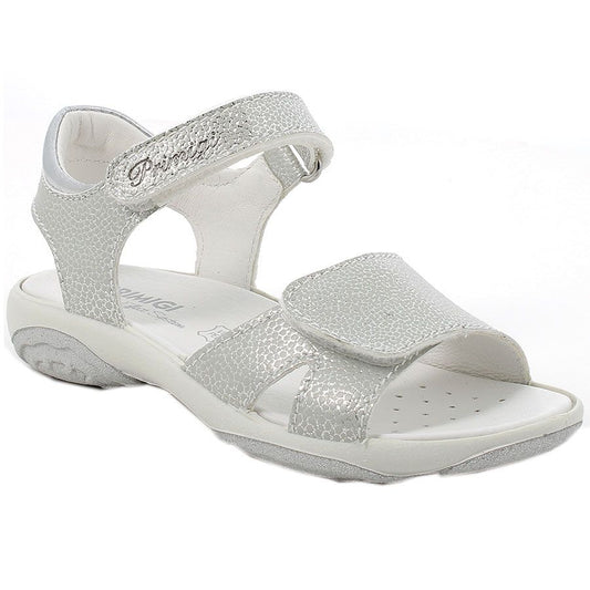 PRIMIGI Sandale 38825-33 in silber, a stylish and comfortable sandal for women with metallic silver straps and a durable sole