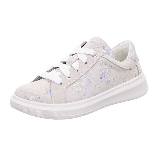 White and grey SUPERFIT Halbschuh COSMO 6462-101 with pusteblume design, perfect for active kids