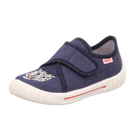 Comfortable and stylish SUPERFIT Hausschuh BILL 271-811 in jeans color with tiger print design