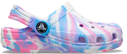 Colorful marbled classic clogs with style numbers 207464-102 and 206838-102