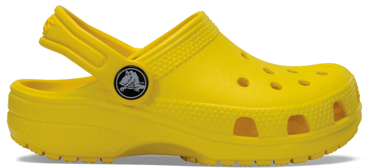 A bright yellow pair of CROCS CLASSIC CLOG KIDS 206990-7C1 shoes