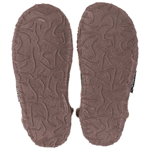 Side view of the NANGA Hausschuh 23-0442 80 braun - Tiger, featuring a durable sole and comfortable fit