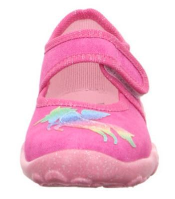 Superfit Hausschuh Bonny 281-55 in pink featuring a rainbow unicorn design