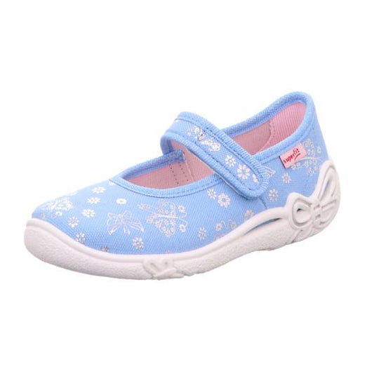 Comfortable SUPERFIT Hausschuh BELINDA 287-801 in light blue with silver detailing