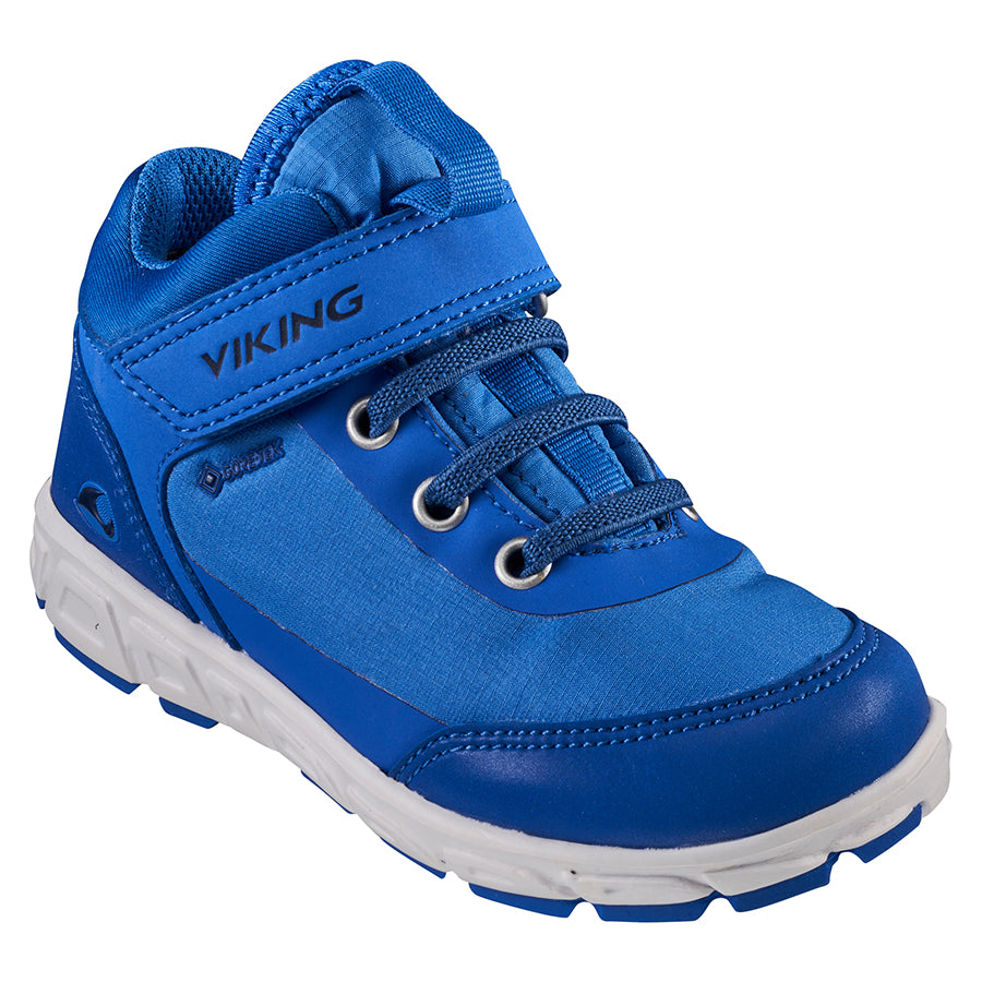 High-performance VIKING GORE-TEX Knöchelschuh SPECTRUM MID REFLECTIV GTX in kobaltblau for outdoor activities with reflective details