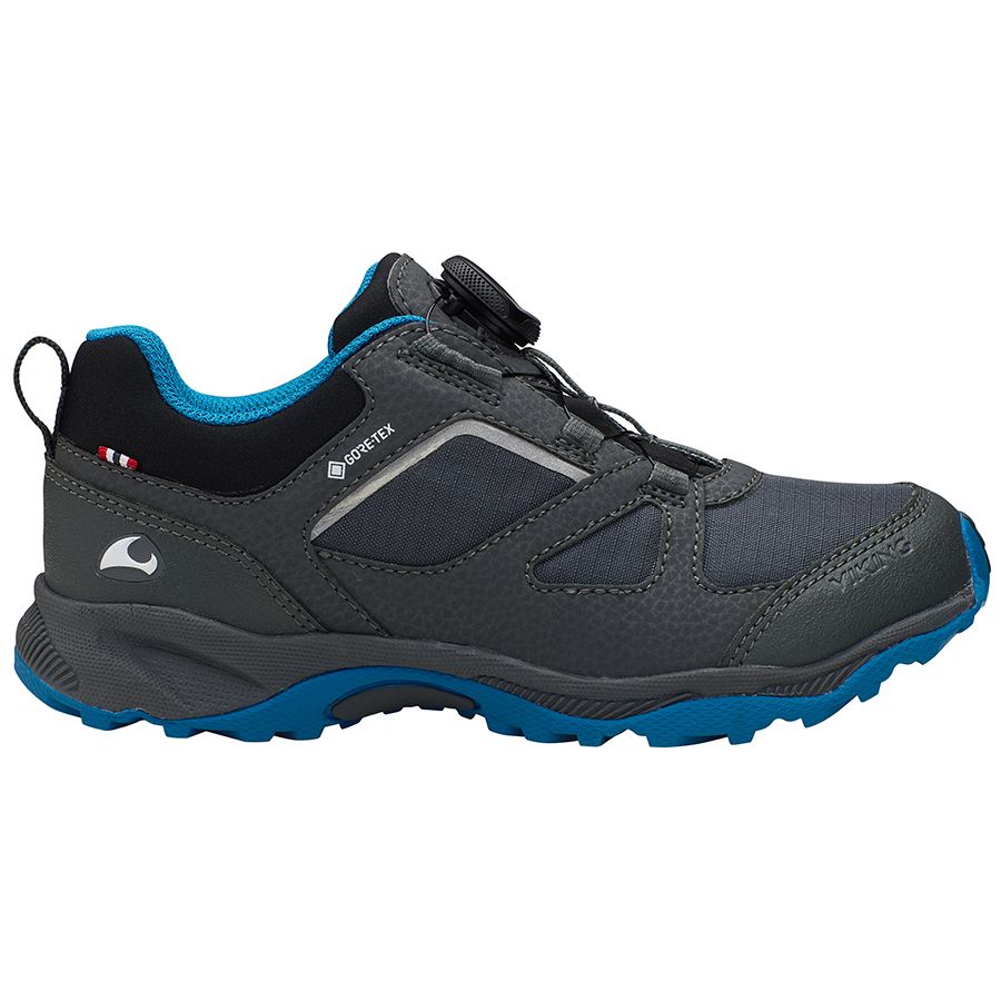 VIKING GORE-TEX Halbschuh NATOR LOW GTX BOA in anthrazit and blau with waterproof and breathable features for outdoor activities