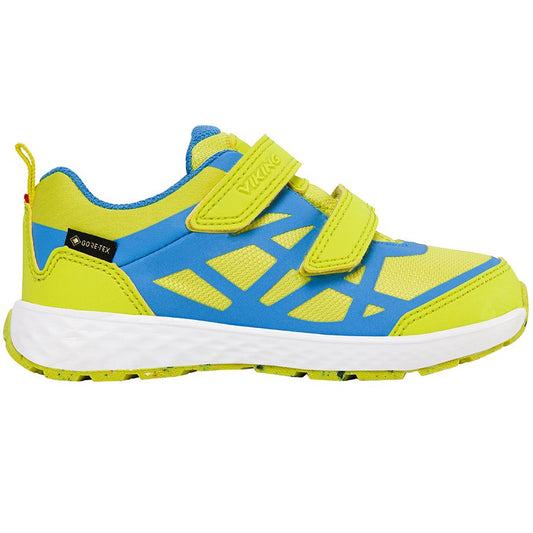 Vibrant lime and blue VIKING GORE-TEX Halbschuh VEME GTX providing waterproof protection for outdoor adventures