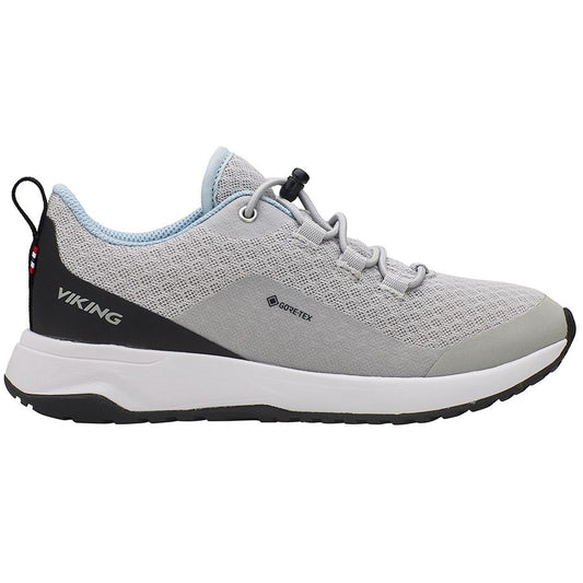 Viking Gore-Tex Halbschuh Elevate Low F GTX - hellgrau - schwarz walking shoe on rocky trail