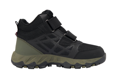 Waterproof VIKING TEX Knöchelschuh TRACK MID WP in black and olive, side view, ideal for hiking and trekking