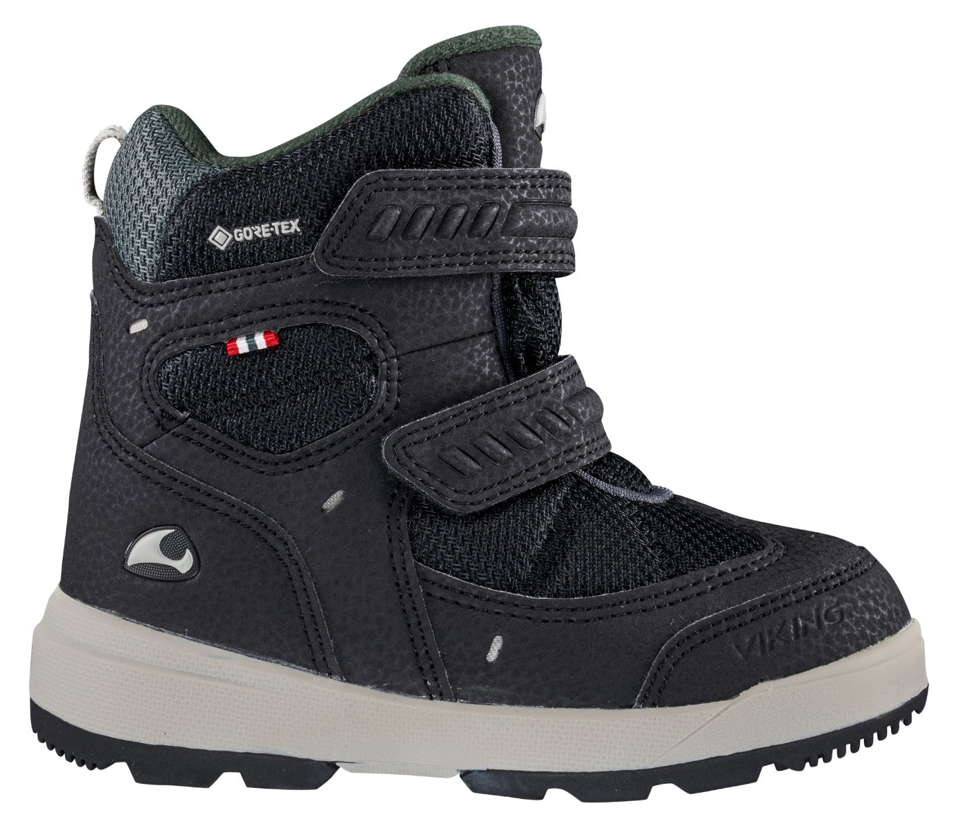 A pair of black VIKING GORE-TEX Stiefel TOASTY WARM GTX 2V boots, providing ultimate warmth and protection from the elements