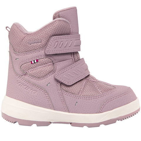 A pair of VIKING GORE-TEX Stiefel TOASTY WARM GTX 2V boots in puderrosa color, designed to keep your feet warm and dry in cold weather conditions
