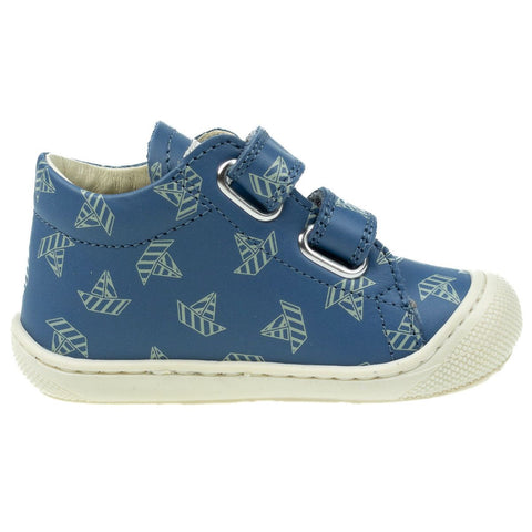 NATURINO Halbschuh COCOON in blue with ship print for boys