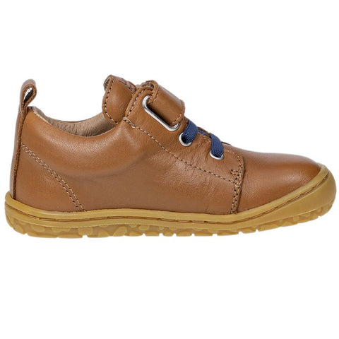 Hochwertiger brauner Barfuß Halbschuh NAEL 50017-04 von LURCHI mit blauen Details, ideal für aktive Kinder