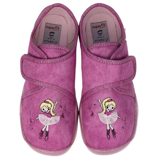 Alt text: SUPERFIT Hausschuh BUBBLE 6270-55 in pink, a comfortable and stylish Ballerina slipper for women, perfect for lounging at home