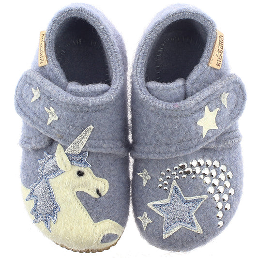 LIVING KITZBÜHEL Hausschuh 3211-512 - eisblau - Einhorn 