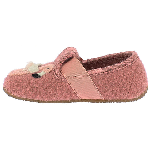 LIVING KITZBÜHEL Hausschuh 3623-325 in rosenholz (rosewood) color with a cute Flamingo embroidery