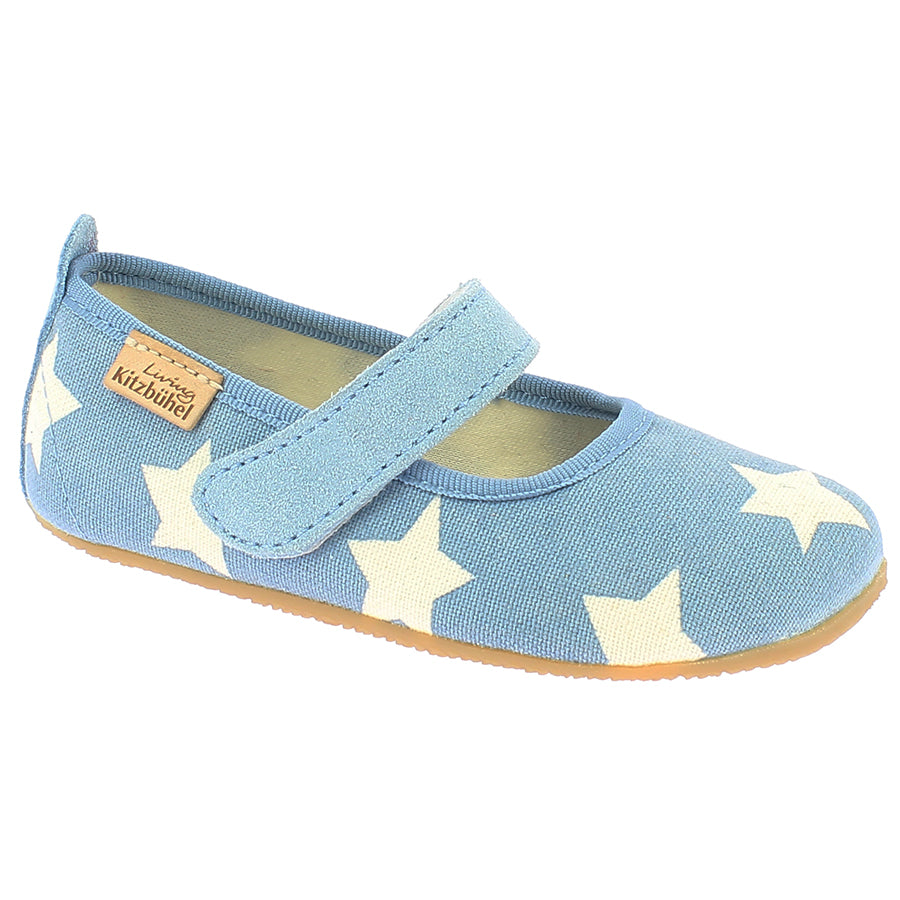 LIVING KITZBÜHEL Hausschuh 3719-501 - hellblau - Sterne cozy blue slippers with white stars for women