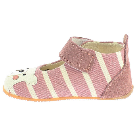 Side view of LIVING KITZBÜHEL Hausschuh 3902-322 - altrosa - Bär with cute bear face detail