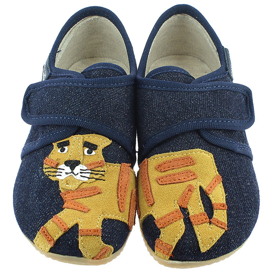 Denim LIVING KITZBÜHEL Hausschuh 3918-590 featuring a playful tiger design