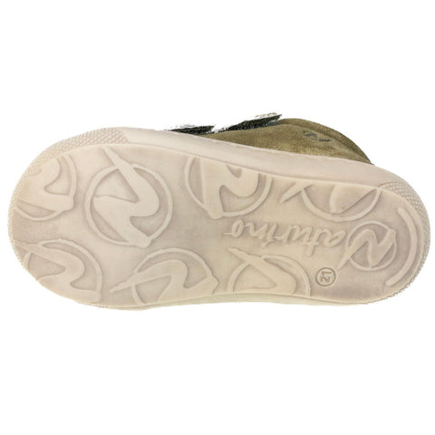 Green velour NATURINO Halbschuh COCOON with pistachio color, perfect for kids