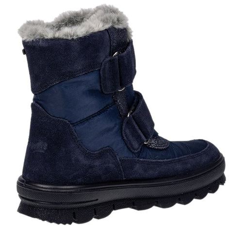  High quality Superfit Gore-Tex Stiefel Flavia 9214-80 in stylish dark blue and silver design, perfect for all-weather protection and comfort
