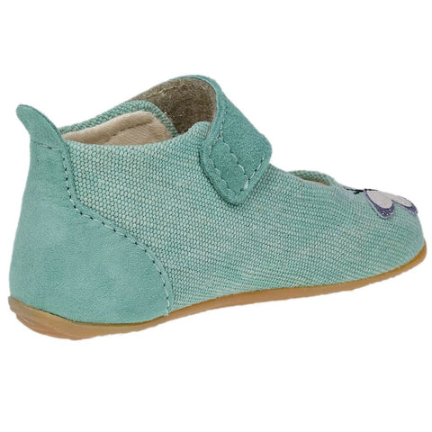 Comfortable mint colored LIVING KITZBÜHEL Hausschuh 4101-535 with butterfly design