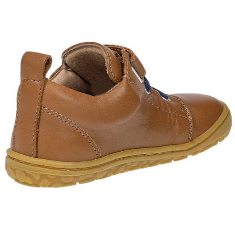 High-quality children's shoe in brown and blue with great support and style