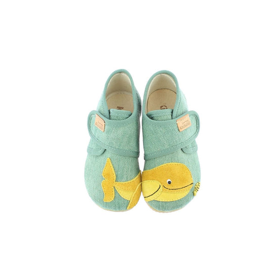 LIVING KITZBÜHEL Hausschuh 4312-444 kaktus - gelb - Wal indoor slippers for men with green and yellow color 