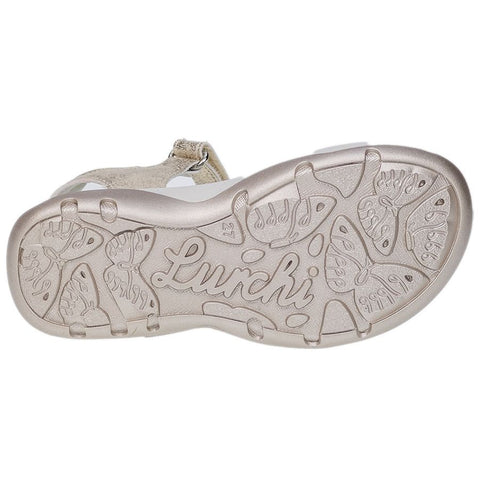 LURCHI Sandale FLORA in gold and silver with a pretty floral embellishment