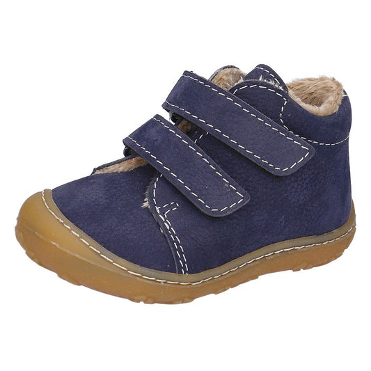 RICOSTA Halbschuh CRUSTY - dunkelblau boys' shoe with sturdy dark blue leather and contrasting white stitching and sole