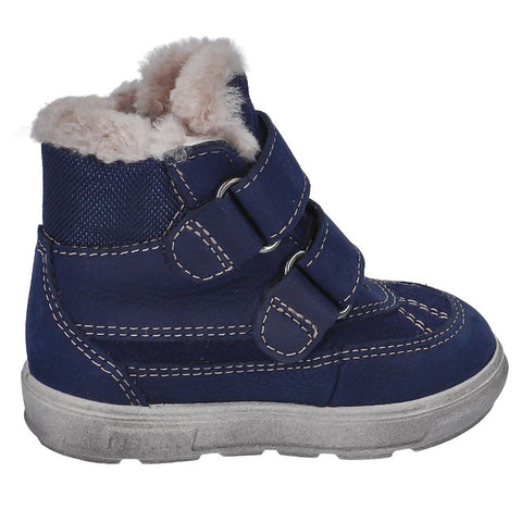 Alt text: RICOSTA SYMPA-TEX Knöchelschuh PEDRO - dunkelblau: A dark blue, high-top shoe with waterproof and breathable Sympa-Tex technology