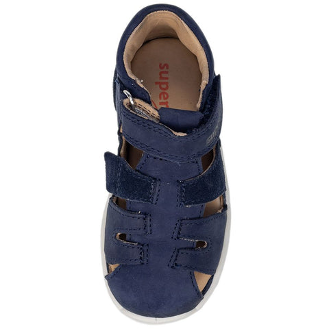 A dark blue SUPERFIT Halbsandale BUMBLEBEE 392-80 featuring a comfortable and supportive design perfect for active children