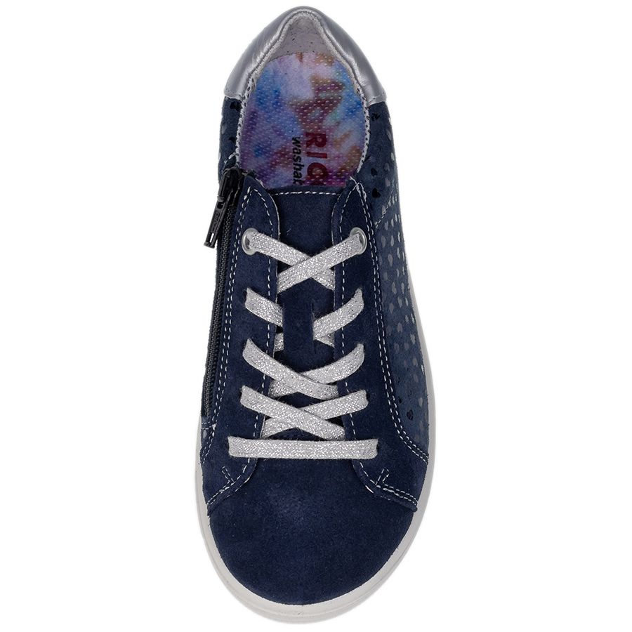  Side view of RICOSTA Halbschuh JODY kids' shoe with dark blue and silver accents 