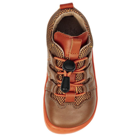 Brown and orange LURCHI Barfuß Halbschuh NISO 50016-09, a stylish and comfortable barefoot shoe for kids