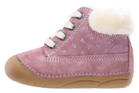 LURCHI PreWalker FROZY gefüttert 13989-49 in flieder color with cute heart design, perfect for little ones taking their first steps