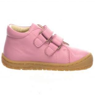 Close-up image of LURCHI Barfuß Halbschuh NORIK 50035-29 in flieder and rosa colors, showcasing the stylish design and durable construction for kids' barefoot shoes