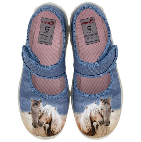 Comfortable and stylish SUPERFIT Hausschuh BONNY 281-84 in light blue with horse design