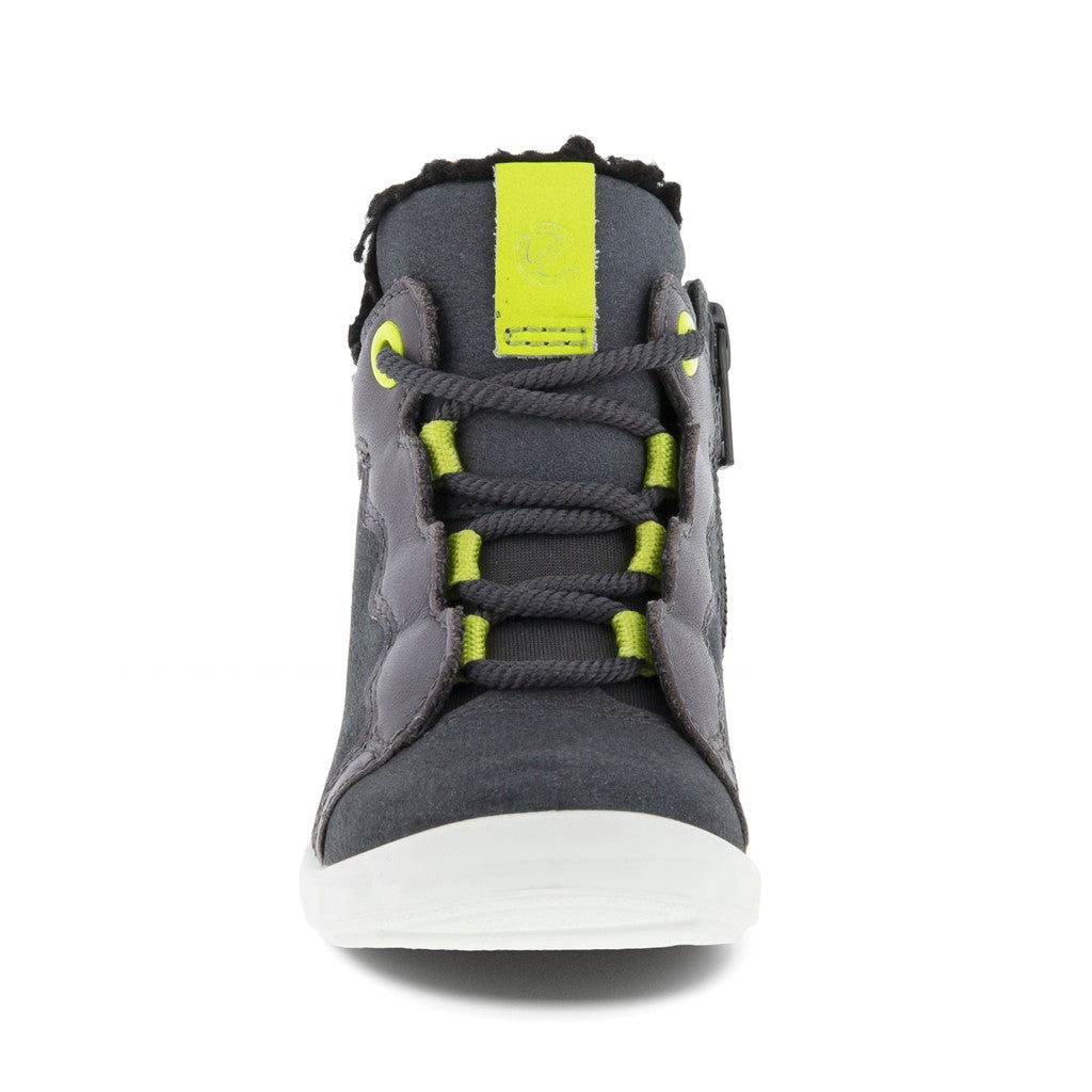 High-performance ECCO GORE-TEX ankle shoe in gray and neon yellow