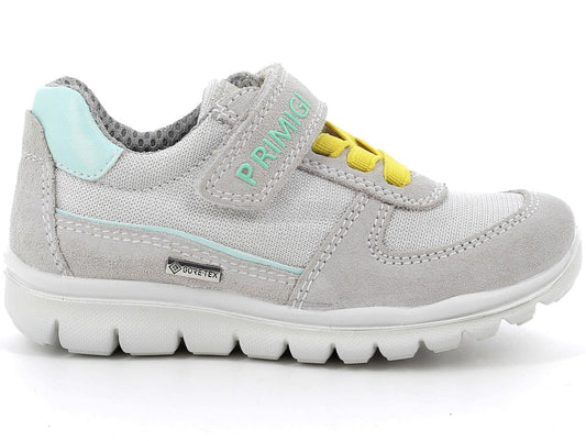 PRIMIGI GORE-TEX Halbschuh 73840 in perlgrau, mint, and gelb color combination, waterproof and durable for outdoor activities
