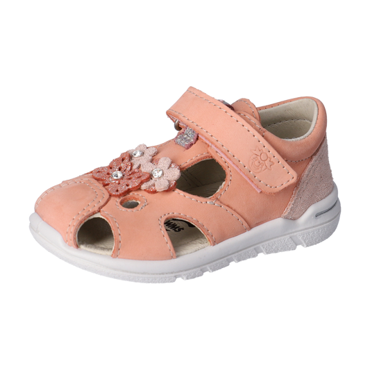 RICOSTA Halbsandale CLAUDI in koralle, mit geschlossener Zehenkappe und Klettverschluss