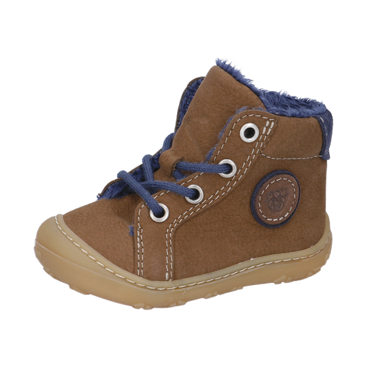 RICOSTA Knöchelschuh GEORGIE - braun - blau - Frontansicht, hochwertiges Leder, bequeme Passform, robuste Sohle