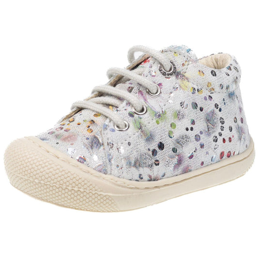 NATURINO Halbschuh COCOON in weissgrau with Fantasy design, lace-up closure