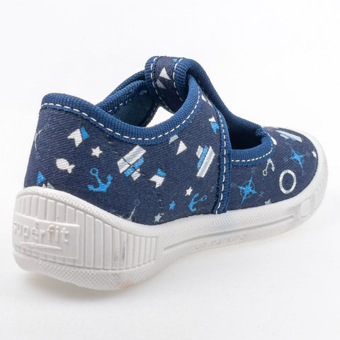 Comfortable navy blue SUPERFIT Hausschuh BULLY 265-80 with a maritim design