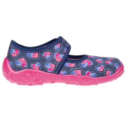 Comfortable and stylish SUPERFIT Hausschuh BONNY 283-880 in dark blue and pink with heart design for ultimate coziness at home