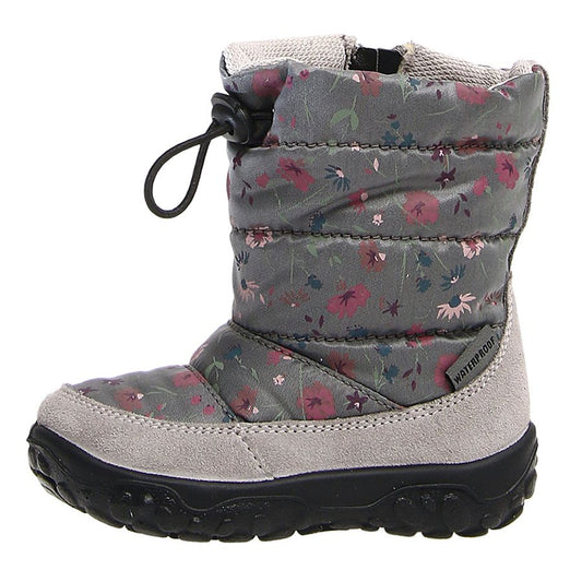 NATURINO RAINSTEP TEX Stiefel POZNURR - hellgrau - Blumen waterproof light grey boots with flower design for kids 
